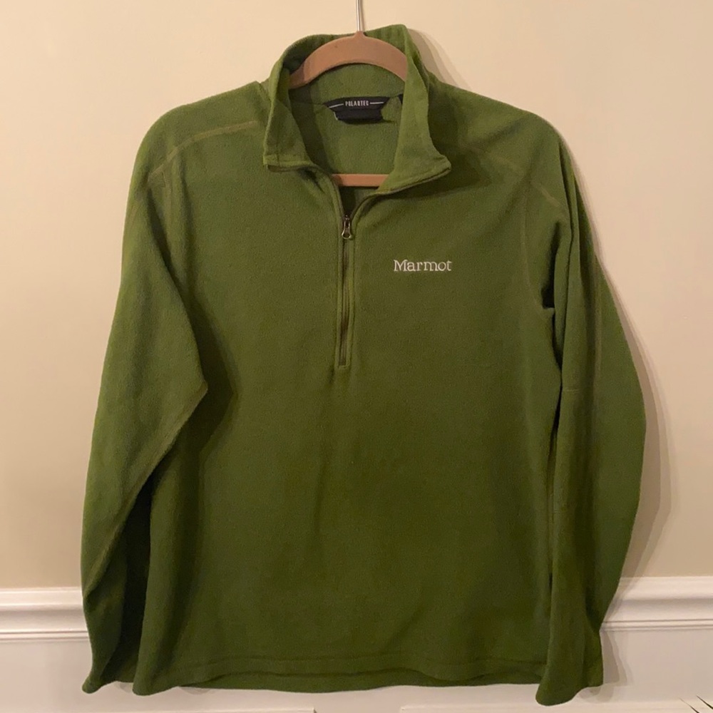 Marmot polartec green fleece half zip pullover